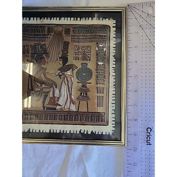 Authentic Painted Signed Egyptian Papyrus Framed Art 1994 Made In Egypt 10x10 - Picture 15 of 15
